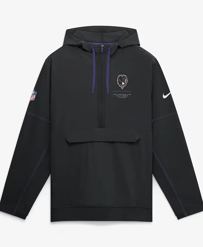 Baltimore Ravens Nike Sideline Anorak Half-Zip Hooded Black Jacket