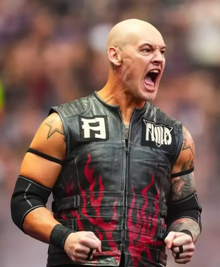 Baron Corbin WWE SummerSlam 2026 Red Black Leather Biker Vest