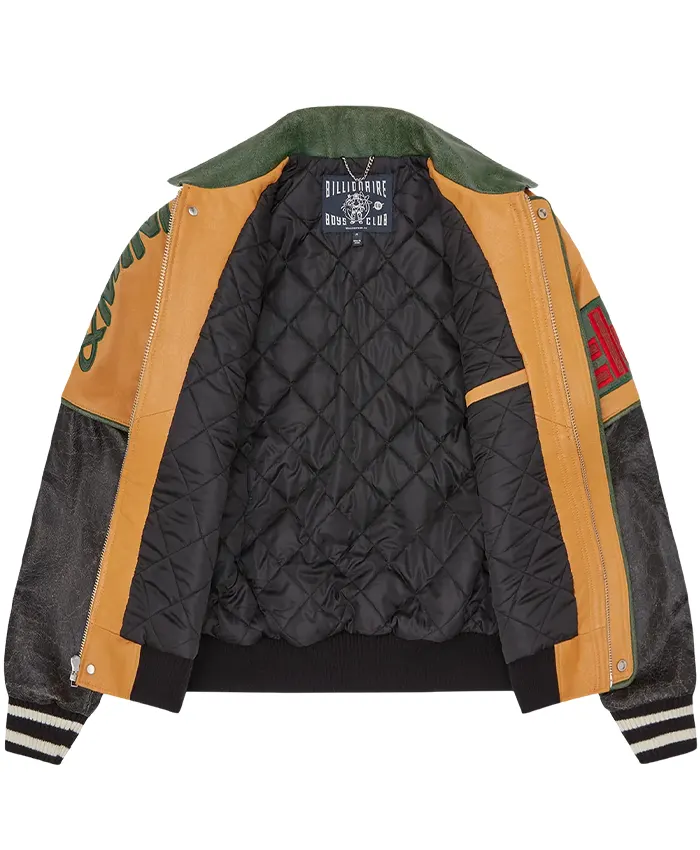 Billionaire Boys Club Club Cracked Bomber Leather Varsity Jacket