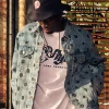 Billionaire Boys Club x New York Yankees Embroidered Denim Trucker Jacket Front View