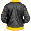 Rogue black leather jacket with stand-up collar and zipper closure