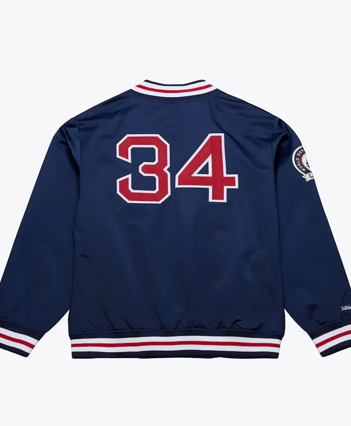 Boston Red Sox David Ortiz Mitchell & Ness Navy Satin 34 Jacket Back