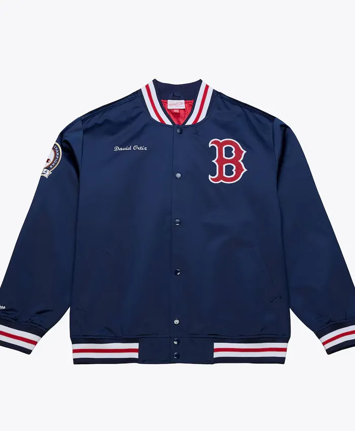 Boston Red Sox David Ortiz Mitchell & Ness Navy Satin Jacket