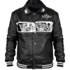 Kingdom Hearts D23 black and white leather jacket with stylish varsity-inspired design