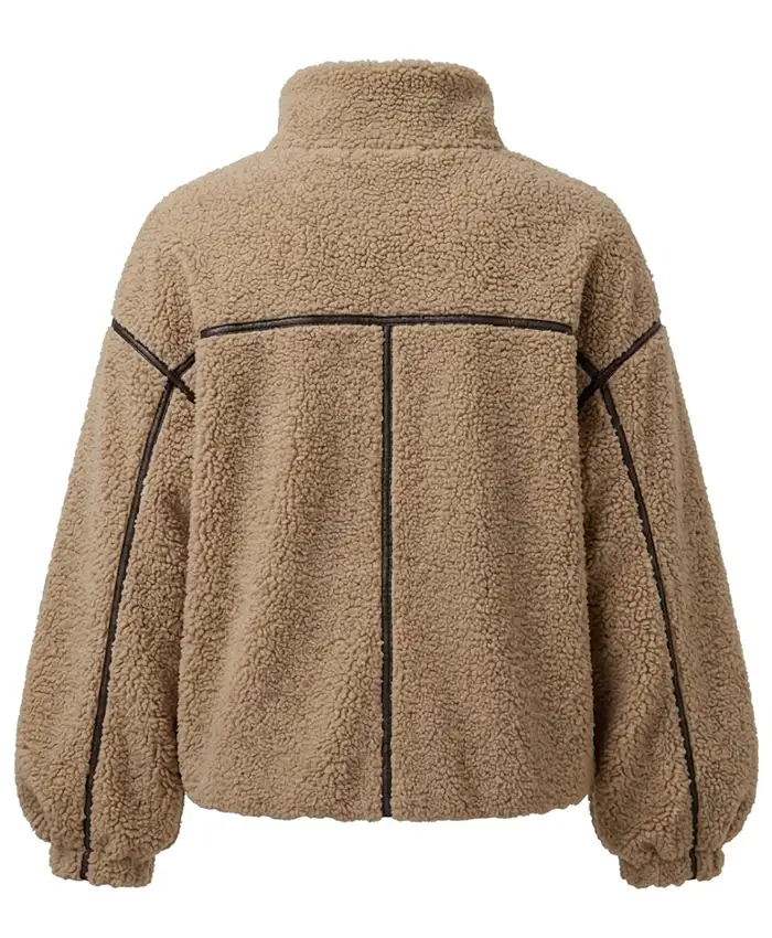 Brianna TV Series Double Lives of Suburban Wives 2026 Brown Sherpa Jacket Back View