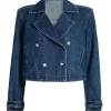 Brooke Kirtley The Five Star Weekend 2026 Dark Blue Cropped Double Breasted Denim Jacket
