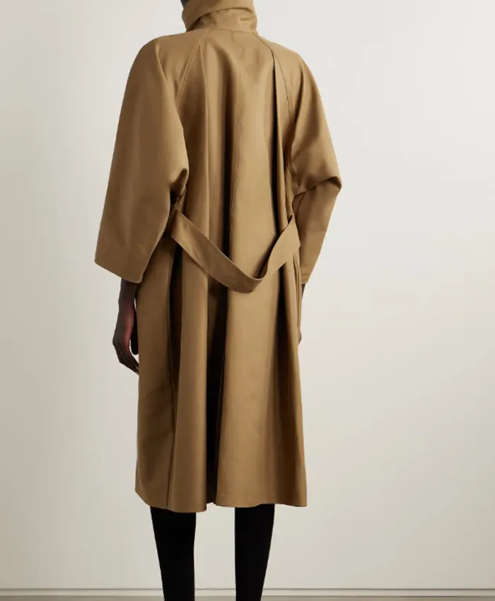 Buy Aurore Oversized Brown Cotton Trench Coat For Women Back View