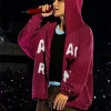 Buy BTS ARIRANG NY Red Zip-Up Hooded Jacket Front