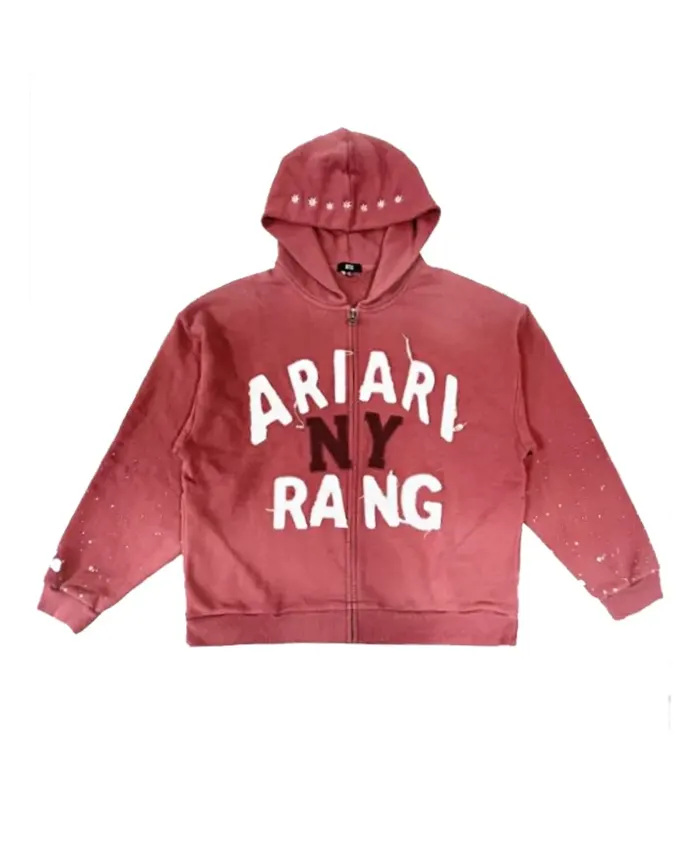 Buy BTS ARIRANG NY Red Zip-Up Hooded Jacket Front Side