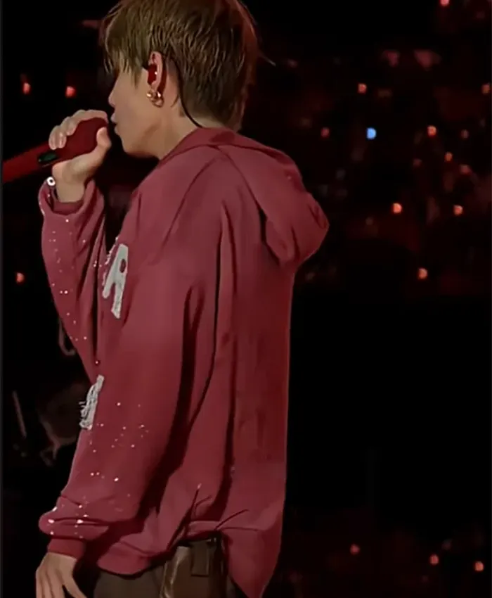 Buy BTS ARIRANG NY Red Zip-Up Hooded Jacket On Sale