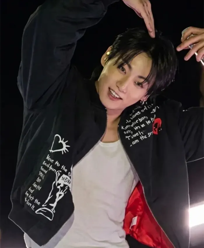 Buy BTS Arirang Jungkook What Is Your Love Song Black Bomber Jacket Front