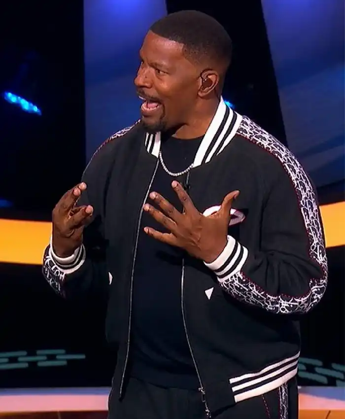Buy Beat Shazam Jamie Foxx Black Varsity Jacket Side View