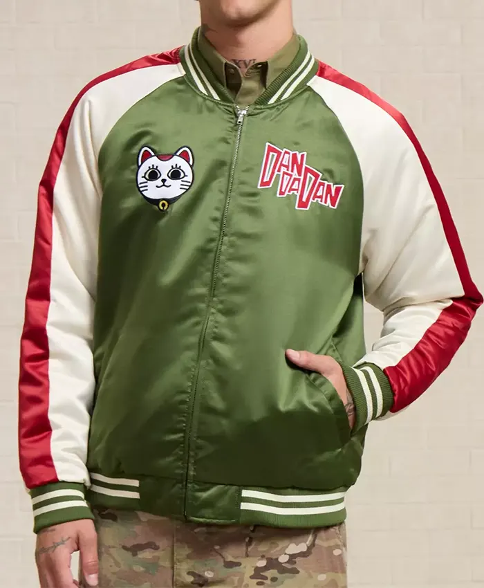 Buy BoxLunch Exclusive Dandadan Turbo Granny Bomber Jacket For Men and Women Front View