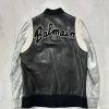 Buy Christophe Decarnin Balmain SS11 Silver Teddy Leather Varsity Jacket Back
