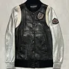 Buy Christophe Decarnin Balmain SS11 Silver Teddy Leather Varsity Jacket Front