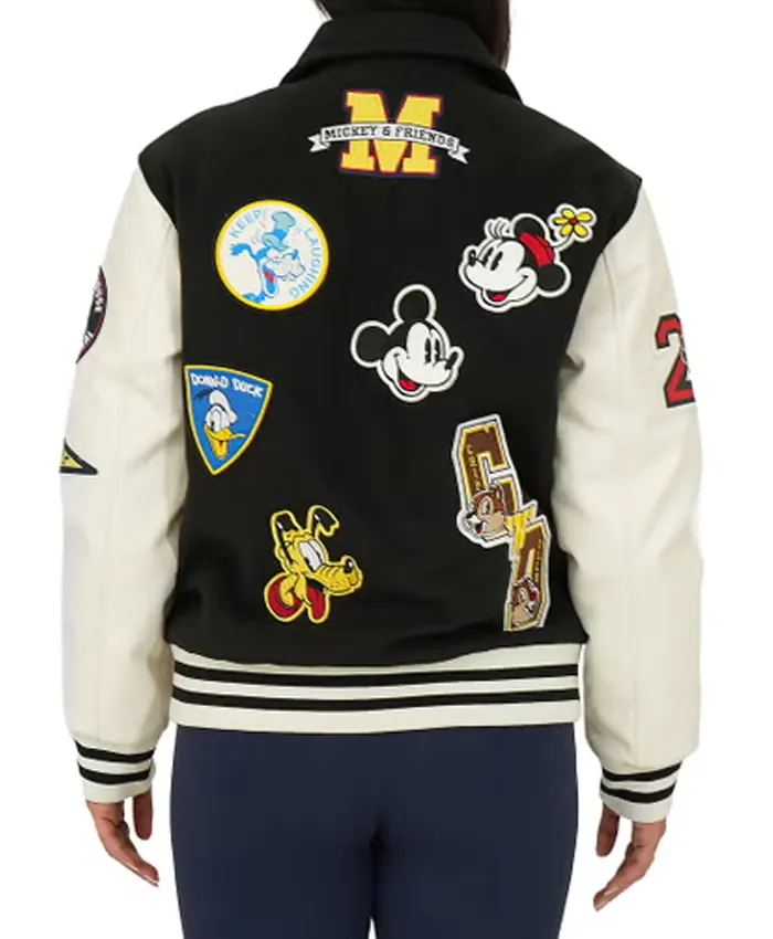 Buy Deals On Disney Mickey Mouse Logo Letterman Varsity Jacket Back View