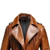 Buy Detective Style Vintage Brown Leather Long Coat Front View
