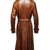 Buy Detective Style Vintage Brown Leather Long Coat On Sale