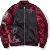 Buy Dragon and Peony Sukajan Black and Red Satin Bomber Jacket