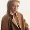 Buy Florence Pugh 2026 Fragrance Launch Beige Wool Long Coat On Sale