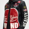 Buy Free Your Mind Black Leather Racing Moto Jacket Side View