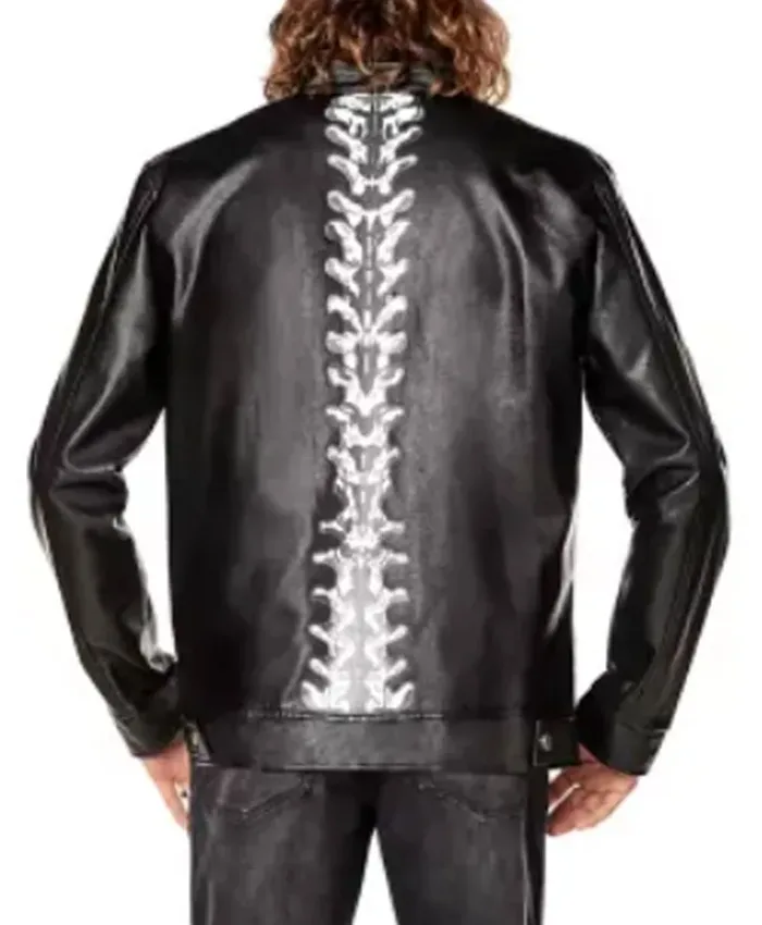 Buy Halloween 2026 Adult Skeleton Black Moto Leather Jacket On Sale