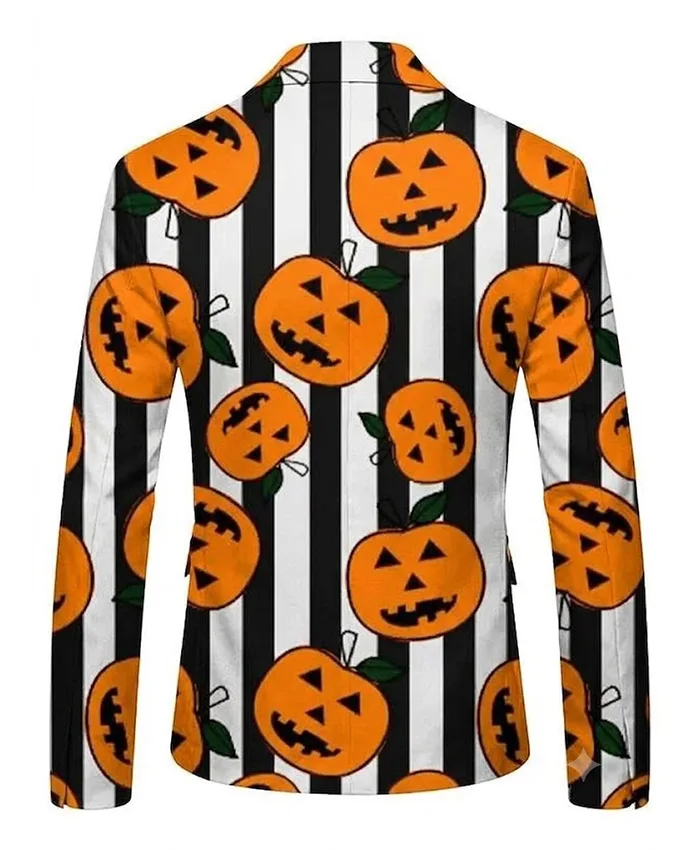 Buy Halloween Black and White Pumpkin Strip Blazer For Men and Women
