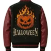 Buy Halloween Fiery Black and Brown Pumpkin Varsity Jacket