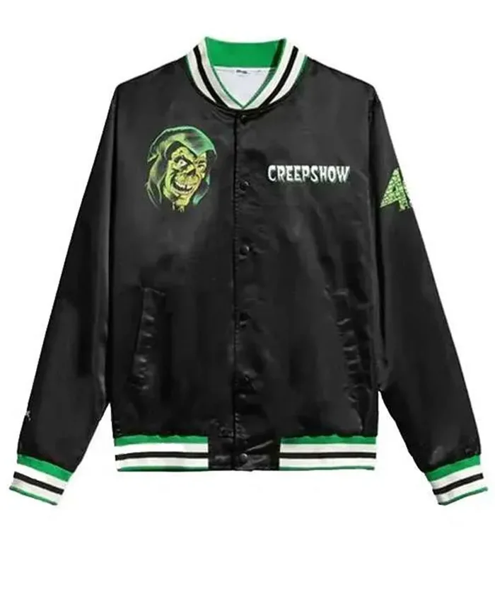 Buy Halloween The Creepshow Retro Black Satin Bomber Jacket