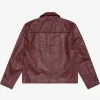 Buy Mutimer Linea Burgundy and Black Real Leather Jacket