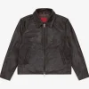 Buy Mutimer Linea Burgundy and Black Real Leather Jacket Black Front