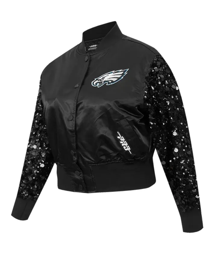 Buy NFL Philadelphia Eagles Show Time Chamarra Blue Satin Bomber Jacket