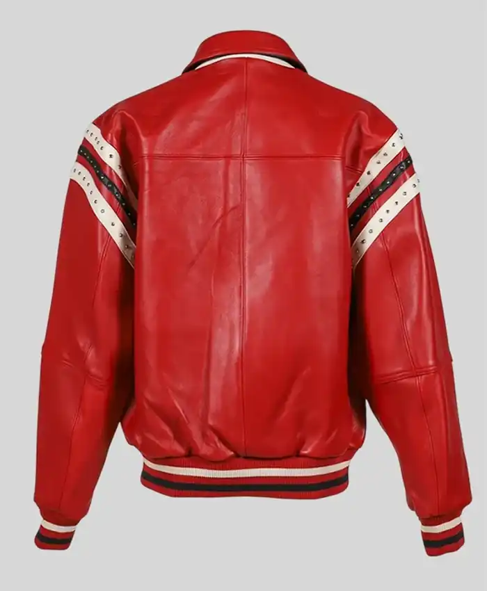 Buy Pelle Pelle Encrusted Red Leather Company 78 Bomber Jacket Back