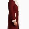 Buy Red Shearling Doule Breasted Button Long Coat For Men