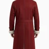 Buy Red Shearling Doule Breasted Button Long Coat For Men Back Biew