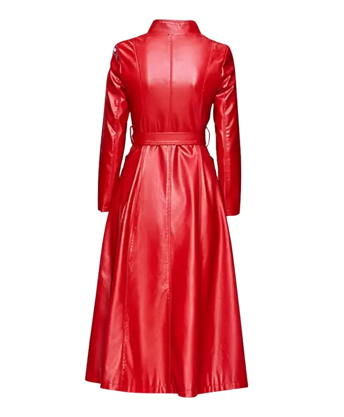 Buy Stylish Red Leather Trench Coat For Women’s On Sale