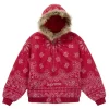Buy Supreme Bandana Jacquard Denim Hooded Work Jacket Red