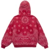 Buy Supreme Bandana Jacquard Denim Hooded Work Jacket Red Back