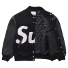 Buy Supreme Big Logo Oversized Chenille with Leather Sleeves Varsity Jacket