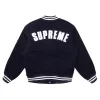 Buy Supreme x New Era MLB Team Logos Patches Varsity Jacket Black Back