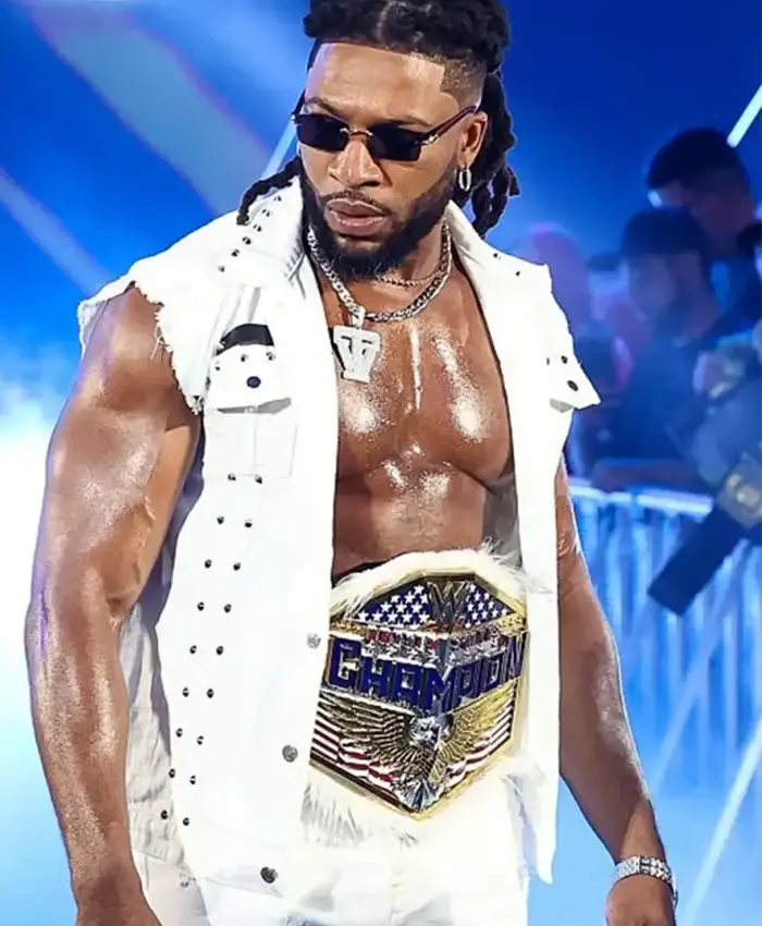 Buy Trick Williams SmackDown 2026 White Studded Denim Vest