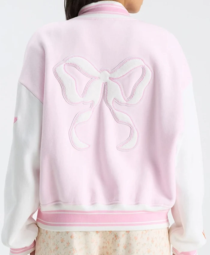 Buy University of Miami Fanatics x LoveShackFancy Pink and White College Varsity Jacket