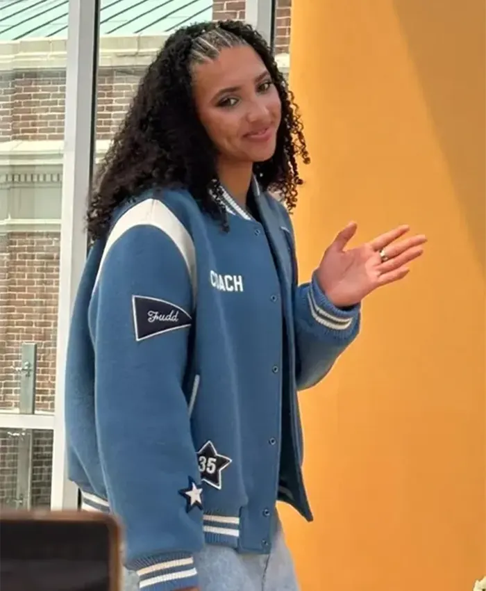 Buy WNBA All-Star Game 2026 Azzi Fudd Custom Coach Blue Bomber Jacket Side View