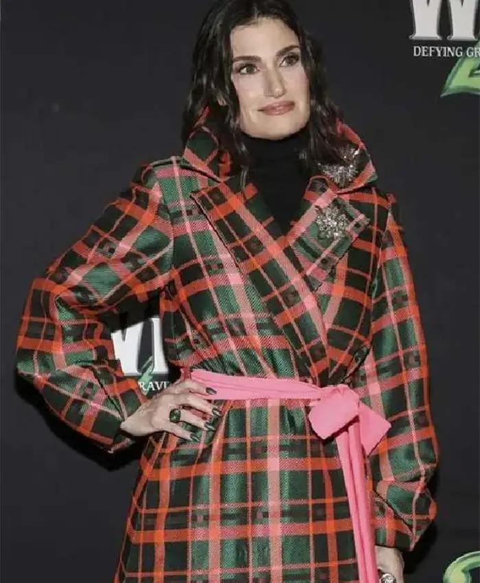 Buy Wicked Broadway 20th Anniversary Idina Menzel Plaid Checked Trench Coat Front