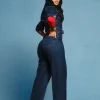 Buy Women’s Cardi B x Old Navy Navy Blue Denim Jacket For Sale Side View