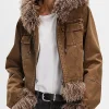 Catherine TV Series Furious 2026 Lola Petticrew Fur Brown Cotton Jacket