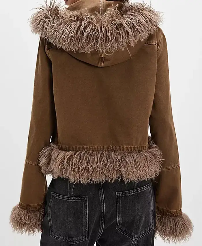 Catherine TV Series Furious 2026 Lola Petticrew Fur Brown Cotton Jacket Back View
