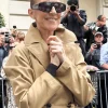 Celine Dion Beige Double-Breasted Coat