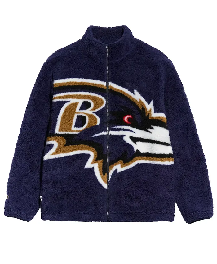 Chalk Line Baltimore Ravens Big Logo Purple Full-Zip Sherpa Jacket