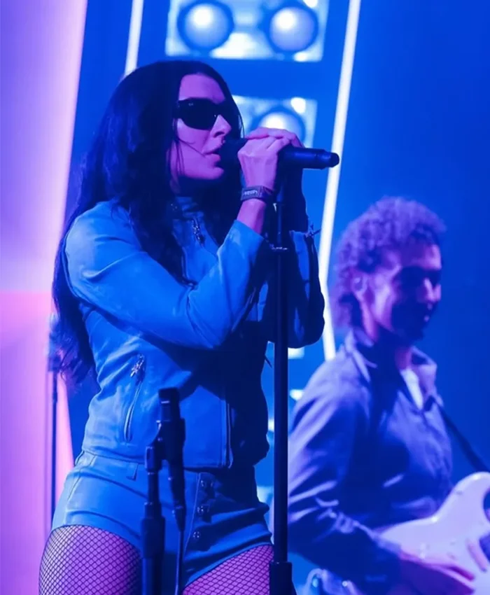 Charli XCX Outside Lands Concert 2026 Blue Leather Zip-up Jacket